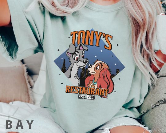 Lady And The Tramp Tony's Restaurant Est 1955 Comfort Colors Shirt,  Couple Matching T-shirt, World 2024 Family Trip