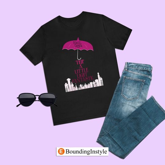 Mary Poppins Returns Shirt, Trip a Little Light Fantastic Disney Shirt, Disney Clothing, Summer Casual Cotton Couple Matching Shirt, Short Sleeve Shirt for Men, Women and Kids