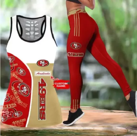 Personalized name – football San Francisco 49ers Hollow Tanktop or Legging, Workout Clothes, Gift For Women