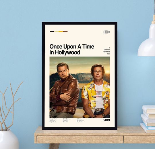 Once Upon A Time In Hollywood Poster, Quentin Tarantino, Midcentury Art, Minimalist Art, Movie Poster, Vintage Poster, Wall Decor