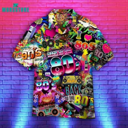 Back To The 80s Music Party Aloha Short-Sleeve Rock Music 3D HAWAII SHIRT, Funny Hawaiian Shirt