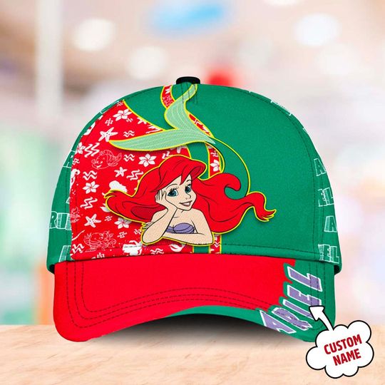 Red Hair Mermaid Princess Classic Cap, Beautiful Voice Animated Movie Character Baseball Cap, Summer Hat