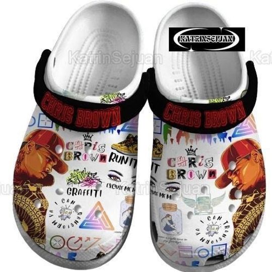 Chris Brown Adult Clogs, Chris Brown 2024 Tour Clogs, Chris Brown Sandals, Music Summer Shoes, Chris Brown Fan Gift, Casual Shoes