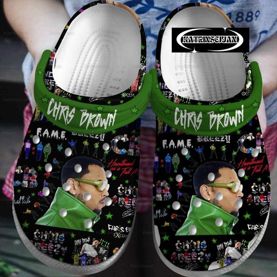 Chris Brown Limited Edition Clogs, Chris Brown Tour 2024 Clogs, Music Tour Shoes, Chris Brown Adult Shoes, Chris Brown Fan Gift
