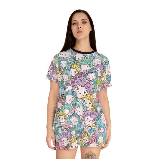 Kawaii Mermaid Women's Short Pajama Set - Gift for Young Adult - Chibi Mermaids - Gift for Grandchildren - Cute Kawaii Pajamas
