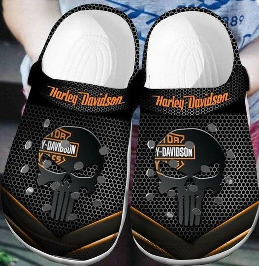 Custom Name Motorcycle Clogs Shoe, Harley HLD Crocband Clog For Men And Women, HLD Clogs Sandals