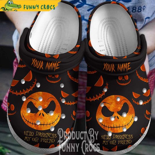 Custom Jack Skellington Hello Darkness My Old Friend Halloween Clog Shoes, Skellington Clogs Shoes For Men Women