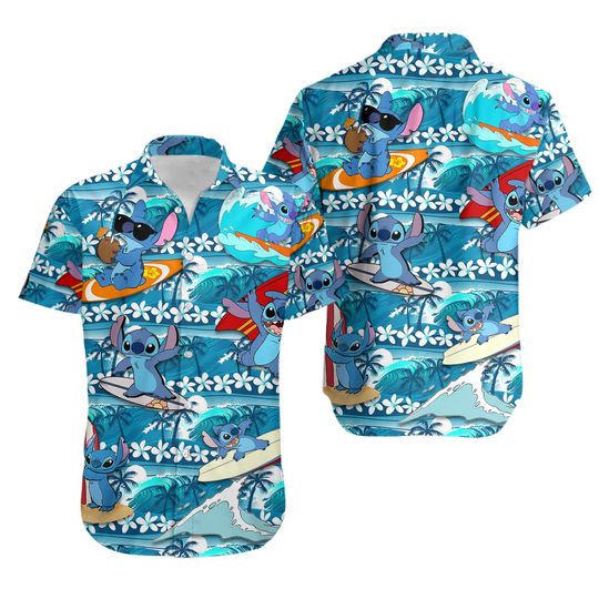 Discover Disney Stitch Men Women Hawaiian Shirt Set