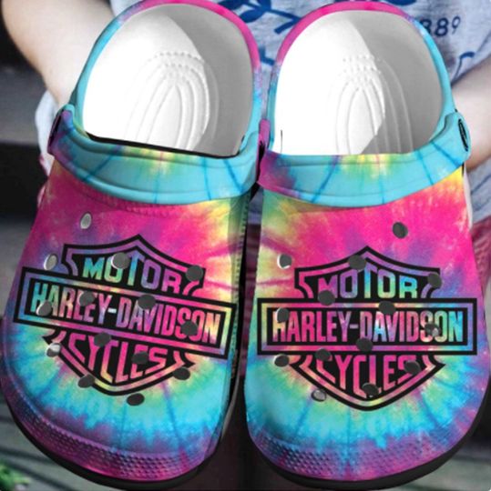 Custom Name Motorcycle Clogs Shoe, Harley HLD Crocband Clog For Men And Women, HLD Clogs Sandals