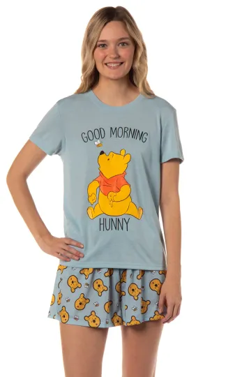 Disney Winnie-the-Pooh Women's Good Morning Hunny Sleep Pajama Set | Comfortable Sleepwear | Summer Pajamas