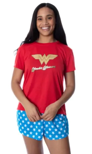 DC Comics Women's Wonder Short Sleeve and Short Pajama Set | Comfortable Sleepwear | Summer Pajamas