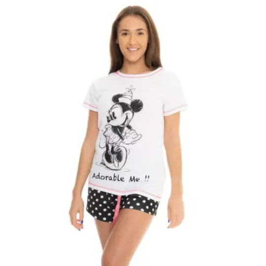 Disney Minnie Mouse Short Sleeve and Short Pajama Set | Comfortable Sleepwear | Summer Pajamas
