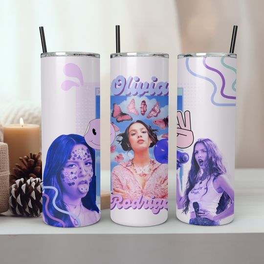 Olivia Rodrigo 20oz Tumbler with Lid and Straw, Gifts for Olivia Fan Merch