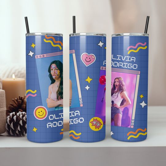 Olivia Rodrigo 20oz Tumbler with Lid and Straw, Gifts for Him, Gifts for Her