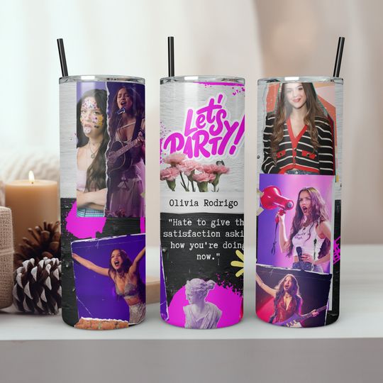 Olivia Rodrigo 20oz Tumbler with Lid and Straw, Gifts for Him, Gifts for Her