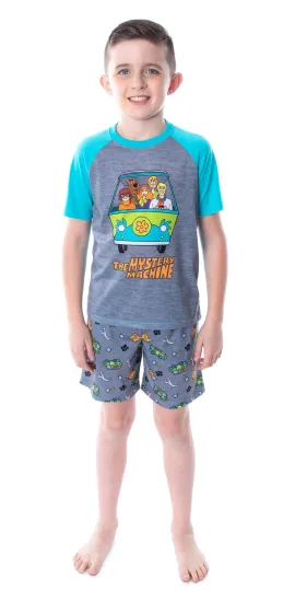 Scooby Doo Boy's Pajamas Mystery Machine Pajama Set | Shorts & Short Sleeved Set Round Neck Sleepwear | Loungewear | Homewear