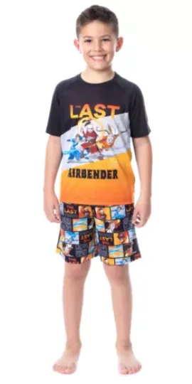 Nick 90s Boys' Avatar The Last Airbender Cartoon Pajama Set | Shorts & Short Sleeved Set Round Neck Sleepwear | Loungewear | Homewear