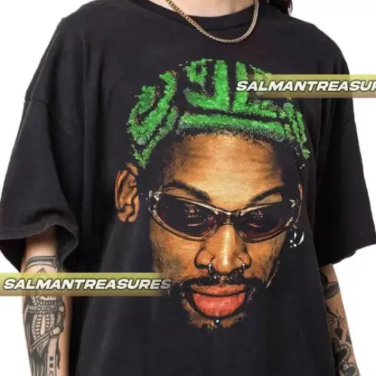 Dennis Rodman Big Head Unisex Softstyle, Vintage Graphic Unisex T-Shirt, Vintage 90s Cotton TShirt, Retro Short Sleeve Shirt, All Size