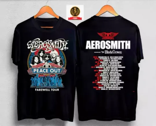 Discover Tour 2023-2024 Farewell Aerosmith Peace Out T-Shirt, Concert 2024 TShirt, Music 2024 Tour Shirt, Gift For Fan
