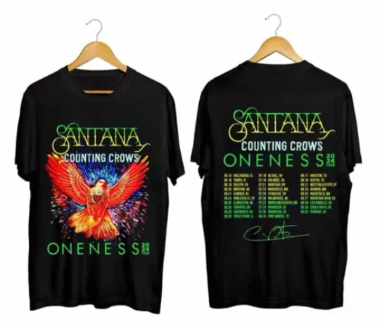 Carlos-Santana and Counting Crows The Oneness Tour 2024 T Shirt, Concert 2024 TShirt, Music 2024 Tour Shirt, Gift For Fan