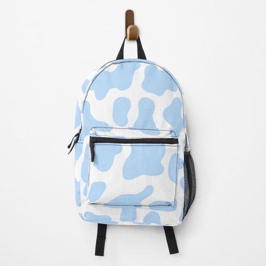 Preppy School Supplies, Preppy, Blue, Preppy Blue, Aesthetic, Animal Print, Cow Print, Preppy Aesthetic Backpack