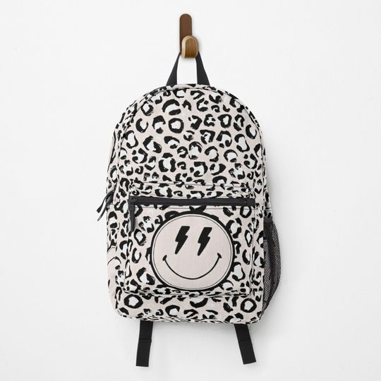 Preppy School Supplies, Preppy, Aesthetic, Preppy Black, Leopard Print, Smile, Preppy Aesthetic Backpack