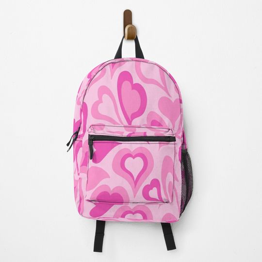 Preppy School Supplies, Preppy, Aesthetic, Hearts, Pink, Preppy Aesthetic Backpack