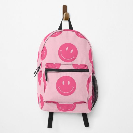 Preppy School Supplies, Smile, Pink, Aesthetic, Smile Face, Preppy Aesthetic Backpack
