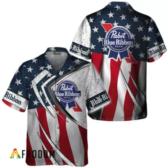 Pabst Blue Ribbon Fourth Of July Esports Printed Hawaiian Shirt | Summer Short Sleeve Button Summer Shirt | Summer Vacay Outfit
