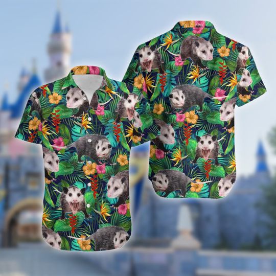 Tropical Opossum Hawaiian Shirt For Family, Opossum Summer Aloha Hawaiian Shirt, Opossum Button Down Hawaii Shirt, Opossum Hawaii Beach Gift
