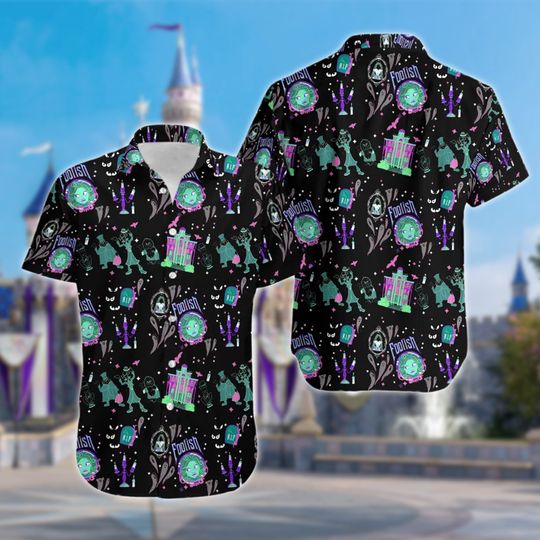 Haunted Mansion Hawaiian Shirt, Ghost Mansion Hawaii Shirt, Horror Mansion Summer Vacation Shirt, Ghost Beach Button Down Shirt