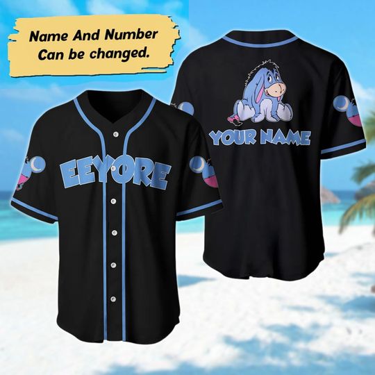 Discover Personalized Eeyore Baseball Jersey, Magic Kingdom Basketball Jersey, Funny Eeyore Donkey Baseball Shirt, Eeyore Cartoon Baseball Gift