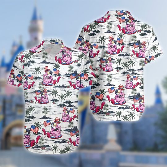 Flamingo 4th Of July Hawaiian Shirt, US Flag Flamingo Independence Day Hawaiian Kid Adult Shirt, Flamingo Flag Patriotic Button Up