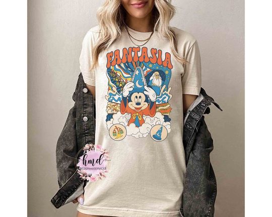 Vintage Fantasia Sorcerer Mickey Mouse Shirt, Fantasmic Show Disneyland Park 2024 Family Vacation Trip