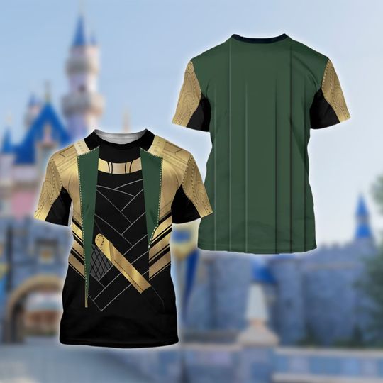 Loki Leather Battle Suit Cosplay Costume Tee, The God of Mischief All Over Print Shirt, Halloween 3D T-Shirt
