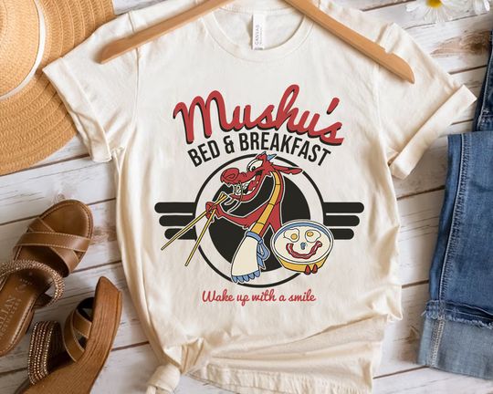 Disney Mulan Mushu's Bed and Breakfast Poster cotton tee, Graphic Tshirt for men, women, Unisex, Trending Gifts