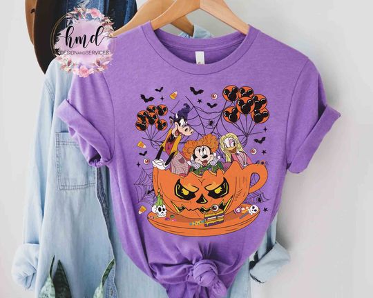 Minnie Daisy Clarabelle Cosplay Hocus Pocus Sanderson Sisters Balloon Tea Cup Shirt, Disney Witch Movie Tee, Disneyland Halloween Party Trip