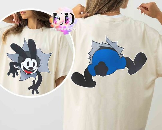 Disney Oswald The Lucky Rabbit Portrait 2 Side T-Shirt, Epic Mickey Tee, Family Vacation Holiday Gift