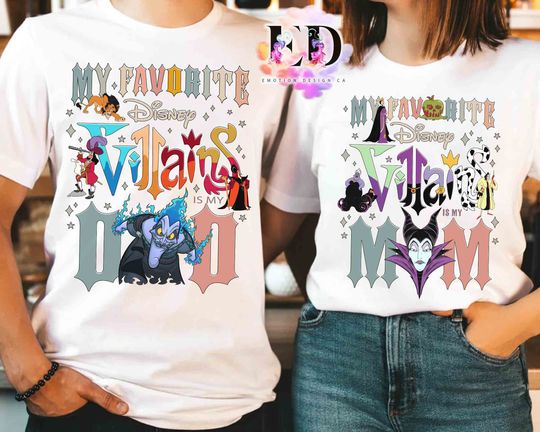 My Favorite Disney Villains is My Mom and Dad T-shirt, Ursula Maleficent Evil Queen Hades Scar Tee