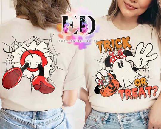 Disney Minnie Mouse Costume Ghost Trick Or Treat Halloween Shirt, Family Vacation Holiday Gift