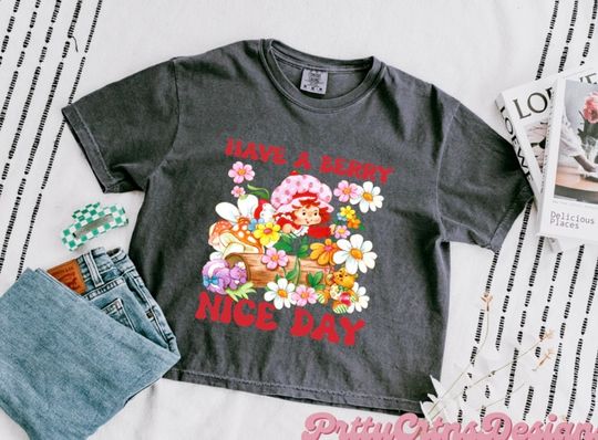 80s cartoons Shirt | 80s cartoon era Crop top | strawberry girl | strawberry girl tee shirt  | have a berry nice day | 80s cartoon girl | pink | strawberry