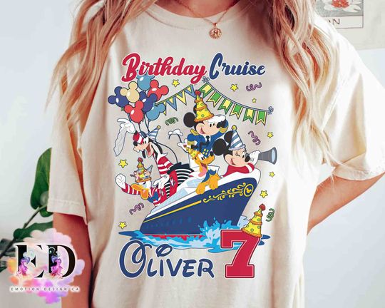 Personalized Disney Birthday Cruise T-shirt, Mickey and Friends Cruise Line Tee, Family Cruise Vacation Gift