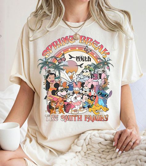 Custom Name Mickey And Friends Disney Spring Break Shirt, Personalized Disney Characters Summer Vibes T-shirt