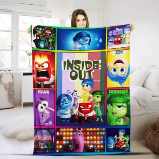 Inside Out Blanket Soft Gift, Blanket Home Decoration Sofa, Blanket Bedding Living Room, Inside Out New Emotion Characters Blanket Decor