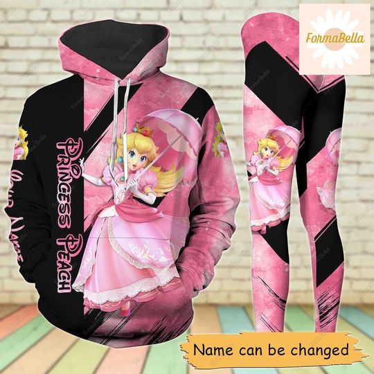 Peach Princess Hoodie/Leggings, Personalized Hoodie, Peach Princess Leggings, Super Mario Hoodie, Leggings For Girls, Birthday Gift