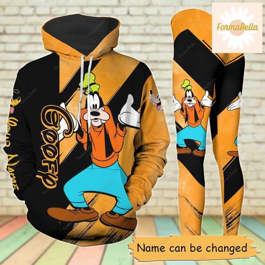 Goofy Hoodie/Leggings, Personalized Hoodie, Goofy Dog Hoodie, Disney Goofy Leggings, Yoga Pants Women, Goofy Workout Leggings