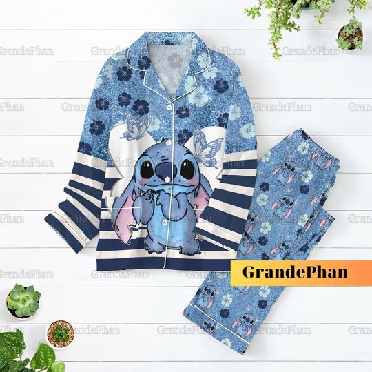 Stitch Pajamas Set, Stitch Pajamas Pants, Disney Stitch Pajamas