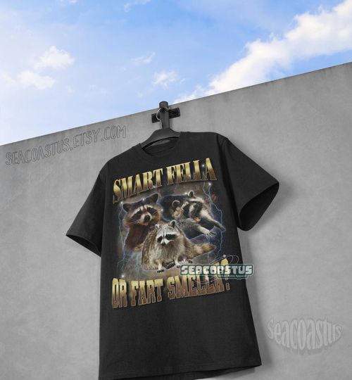 Fart Smella Raccoons Funny Vintage Graphic T-shirts, Smart Fella Raccoon meme Tshirt, Raccoon Lovers, Funny Raccon Tee, 90s Bootleg