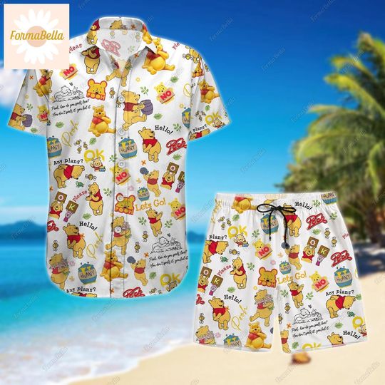 Pooh Hawaiian Shirt, Pooh Bear Shorts, Pooh Button Shirt, Winnie The Pooh Shirt, Pooh Beach Shirt, Pooh Beach Shorts, Hawaii Shirt