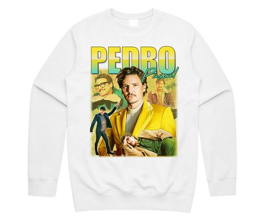 Pedro Pascal Homage Jumper Sweatshirt, Movie Icon Retro 90's Actor Gift Unisex Mens Womens, Vintage Long Sleeve Sweatshirt, Gift For Men Women